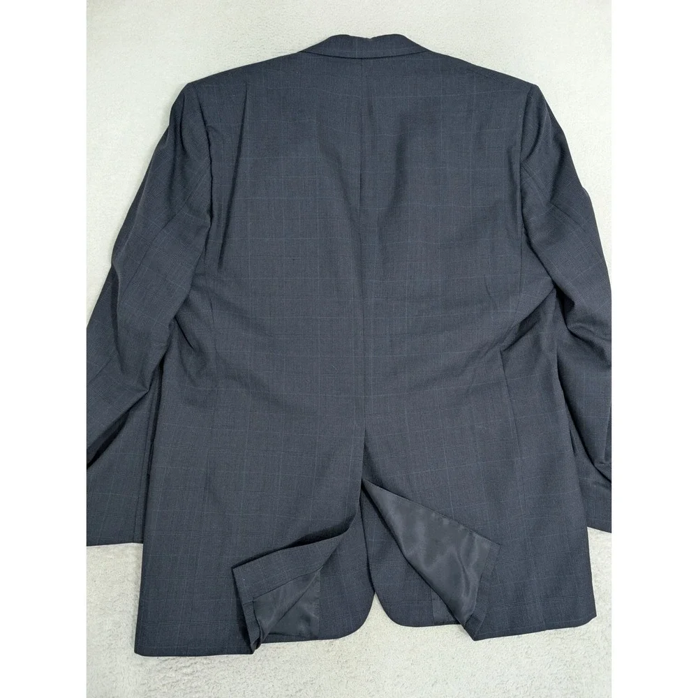 Jos A Bank 48EXL 38x34 Blue 100% Wool USA Made Mens‎ Full Suit Subtle Plaid